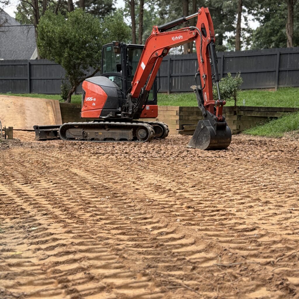 Grading site backyard