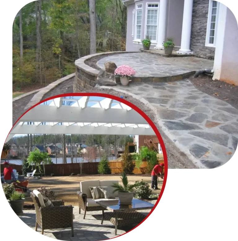 Stone walkway and outdoor patio design