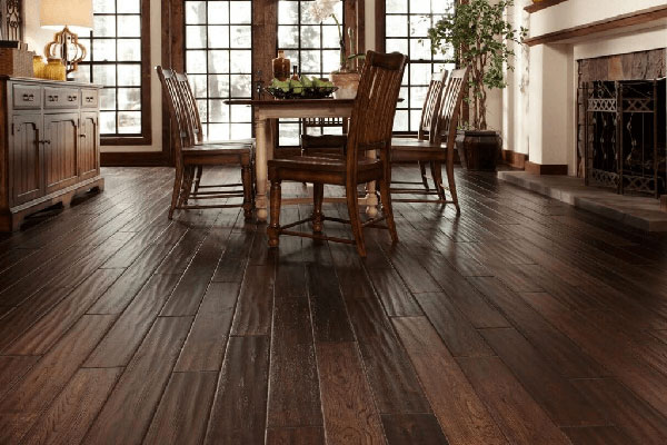 Dark hardwood floor in living room