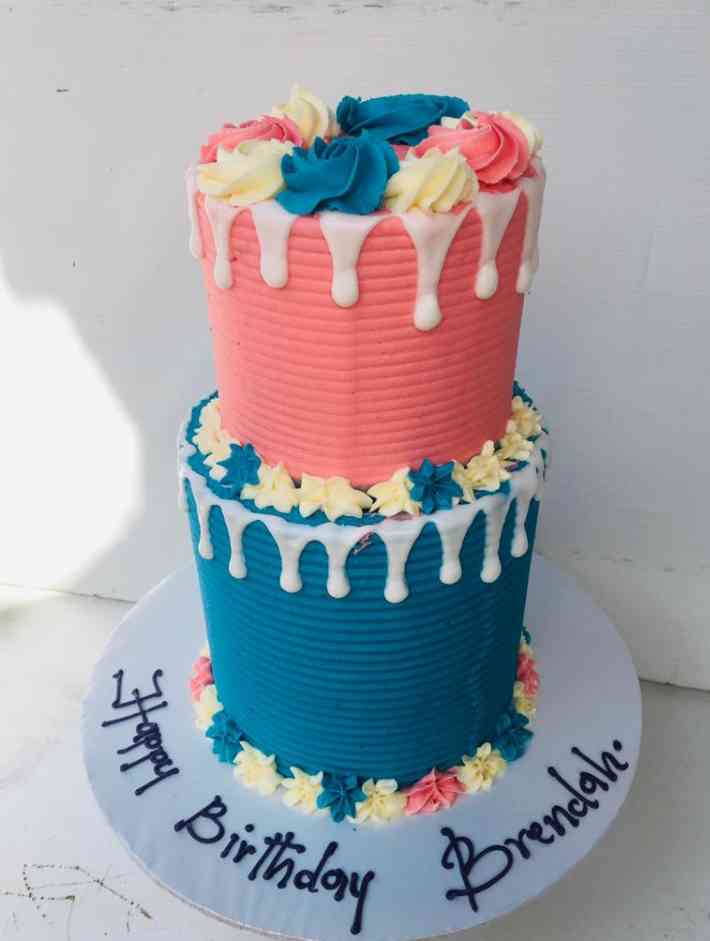 TWO TIER BIRTHDAY BUTTER CAKE