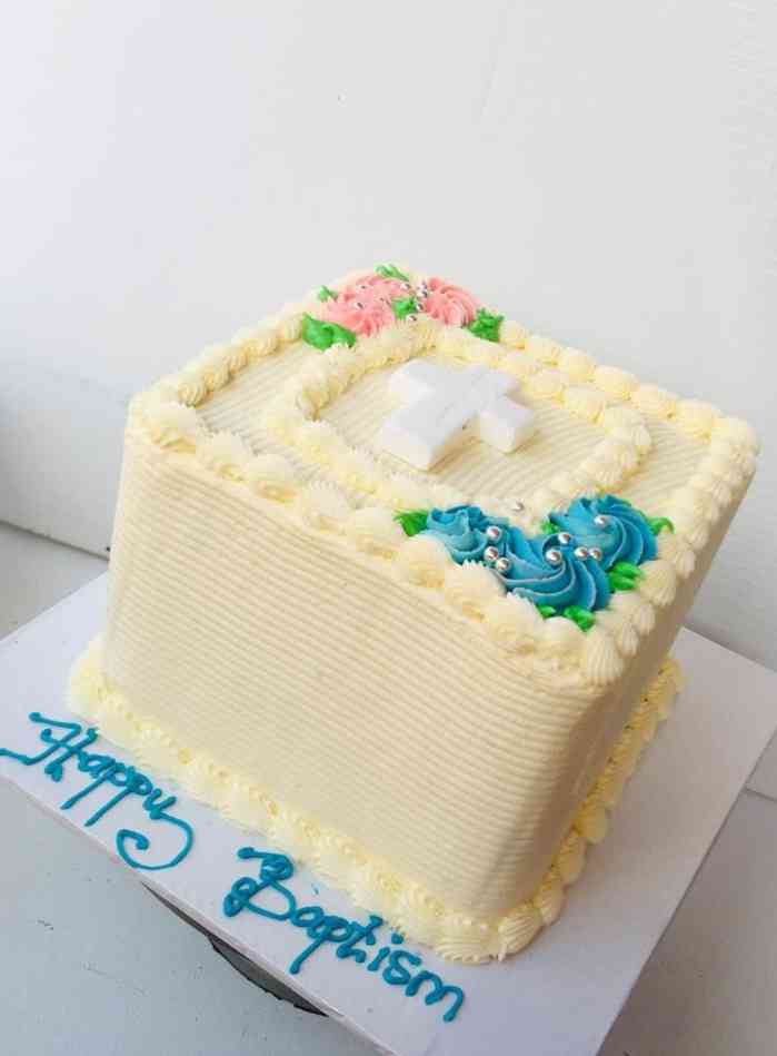 SQUARE BAPTISM CAKE