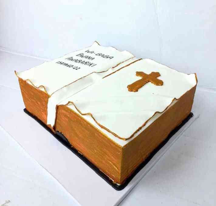 BOOK BAPTISM CAKE