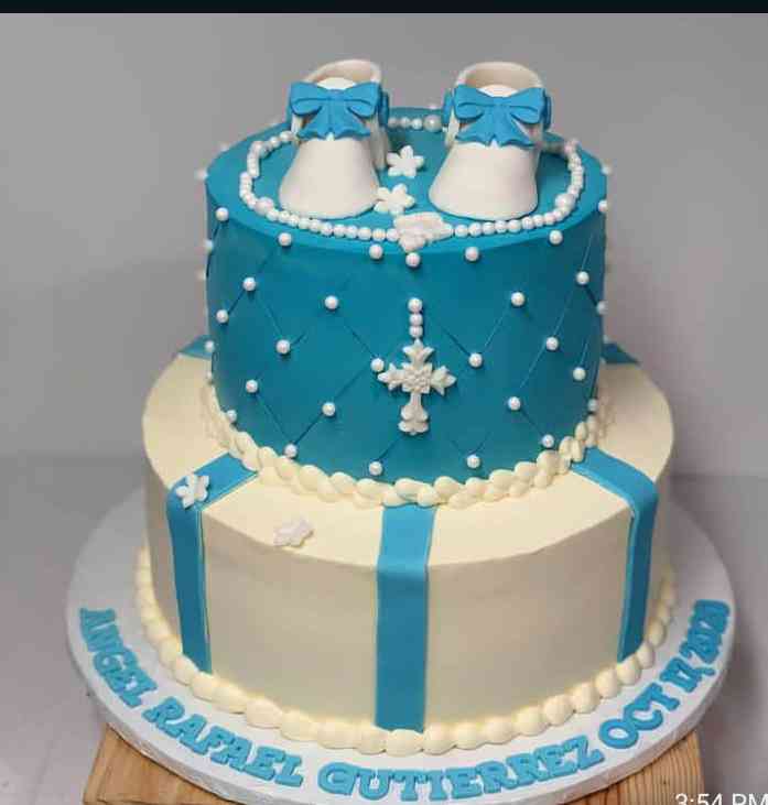 2 TIER BAPTISM FONDANT CAKE.