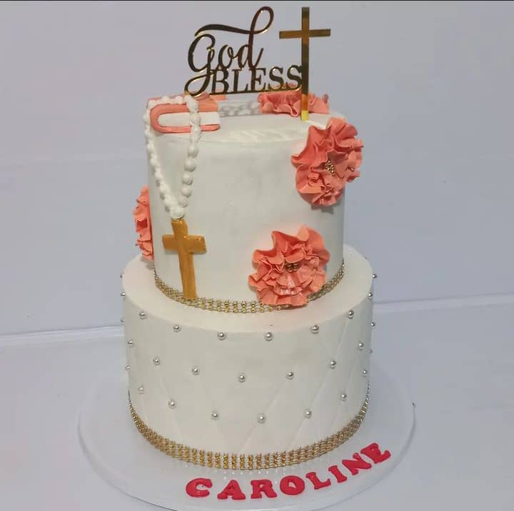 FONDANT TIER BAPTISM CAKE 