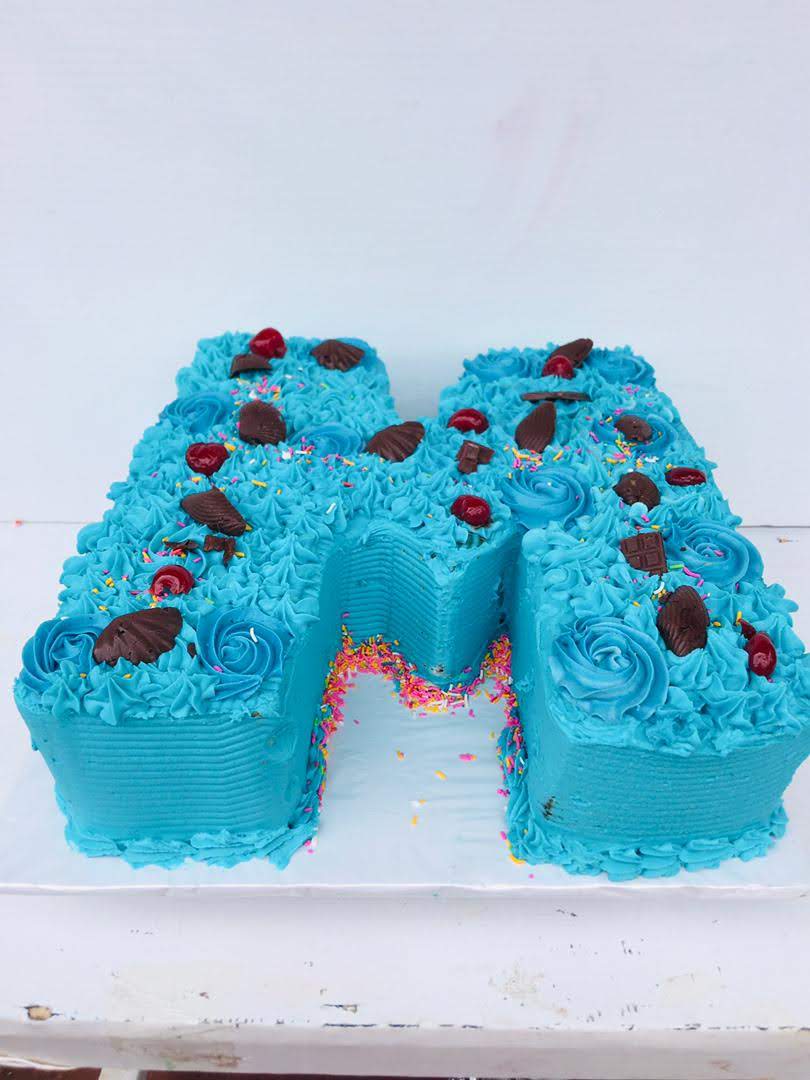 LETTER M SHAPED CAKE