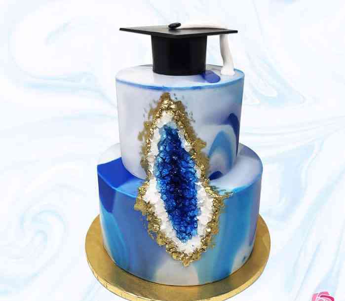 FONDANT MARBLE GRADUATION CAKE 