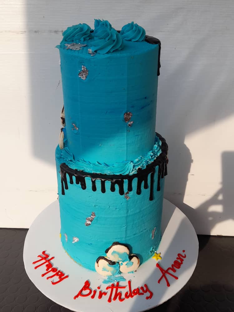 TIER BLUE CUTE CAKE