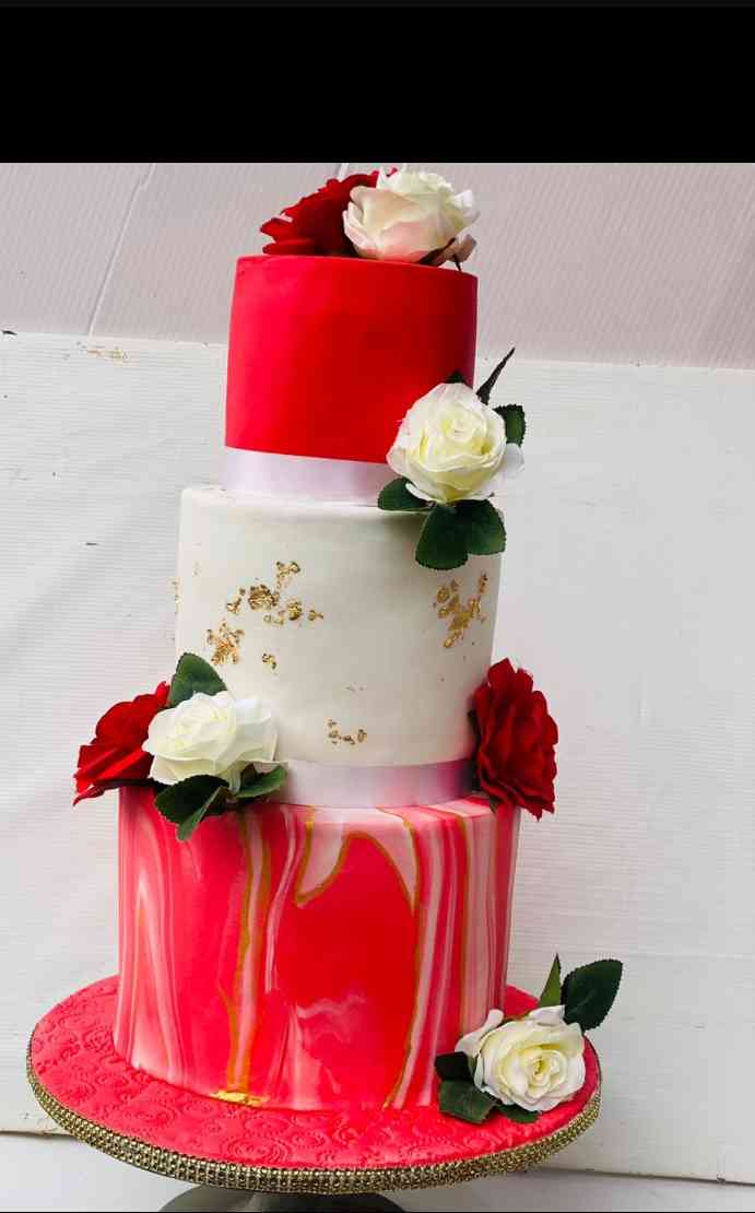 3 TIER RED MARBLE CAKE