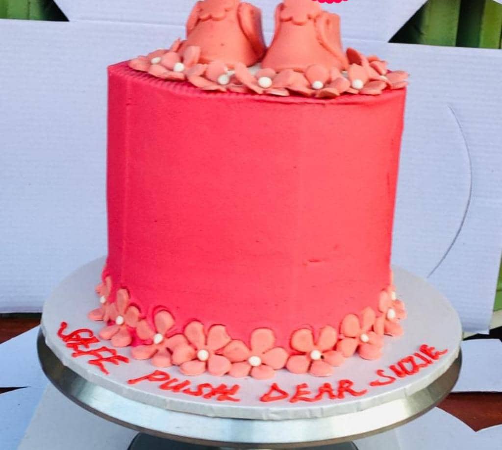 PINK  BABY SHOWER BUTTER CAKE 