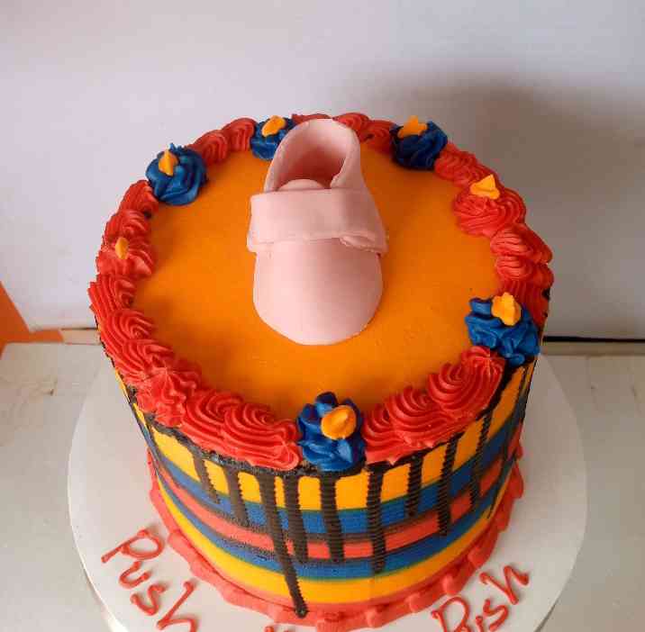 SIMPLE BUTTER BABY SHOWER CAKE 