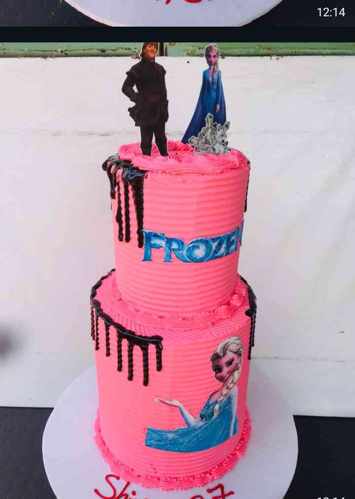 PINK WITH FROZEN BIRTHDAY CAKE 