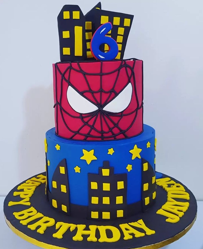 SPIDERMAN 2TIER FONDANT CAKE 