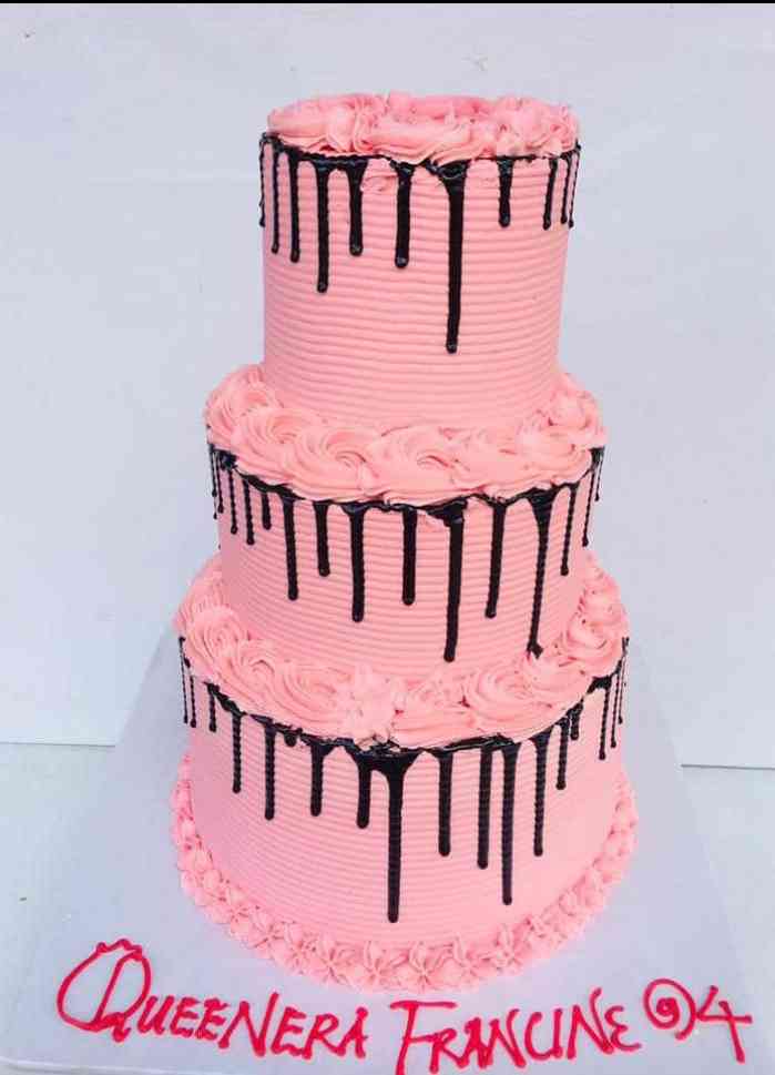 3 TIER PEACH CHOCOLATE DRIPPED CAKE 