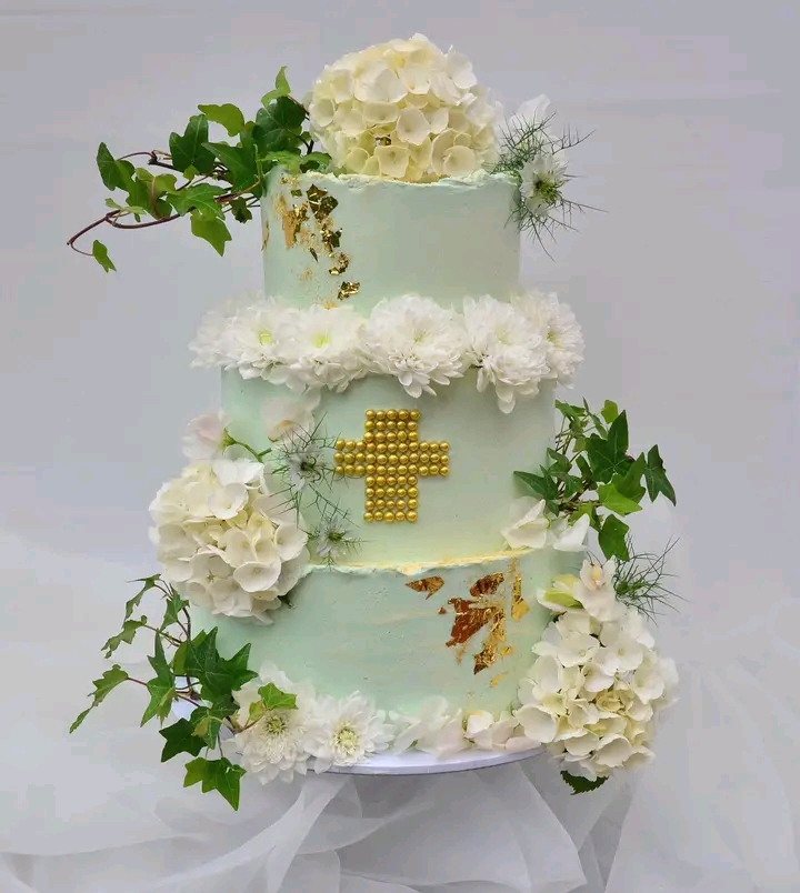 TIER FLORAL BAPTISM CAKE 