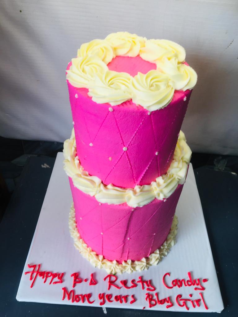 PINK AND CREAM BIRTHDAY BUTTER CAKE 