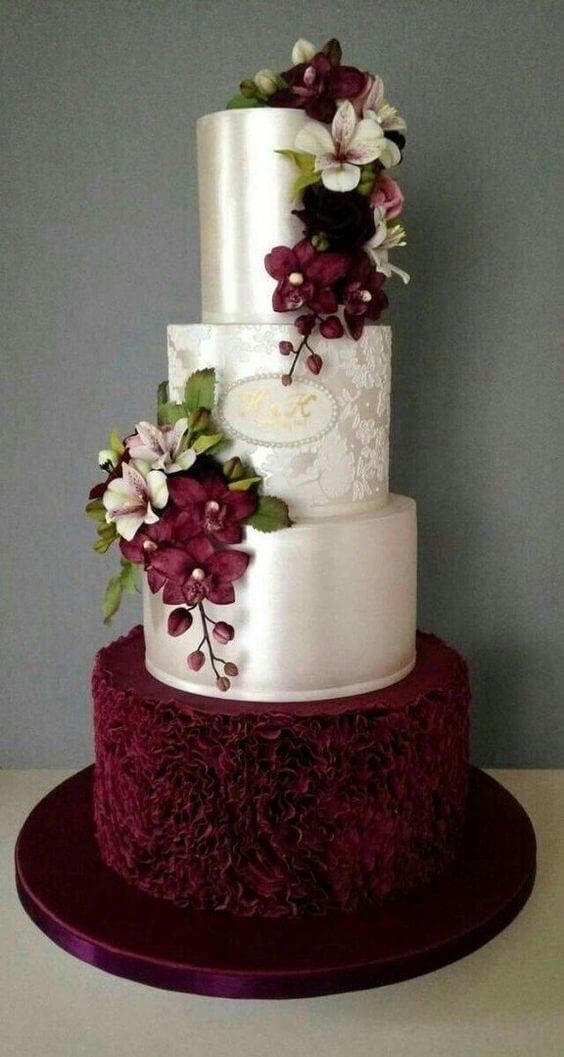 MAROON CRUSH WEDDING CAKE 