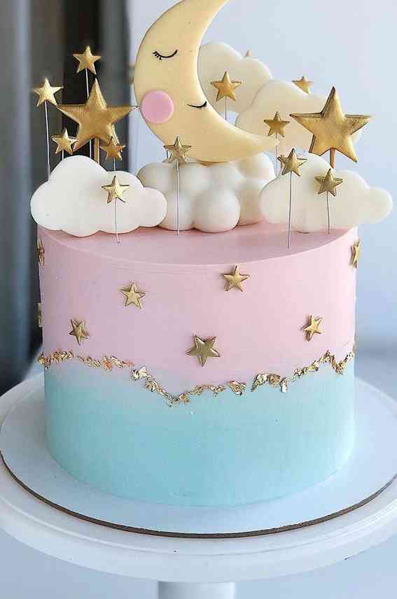 GOLDEN STARS BABY SHOWER CAKE 