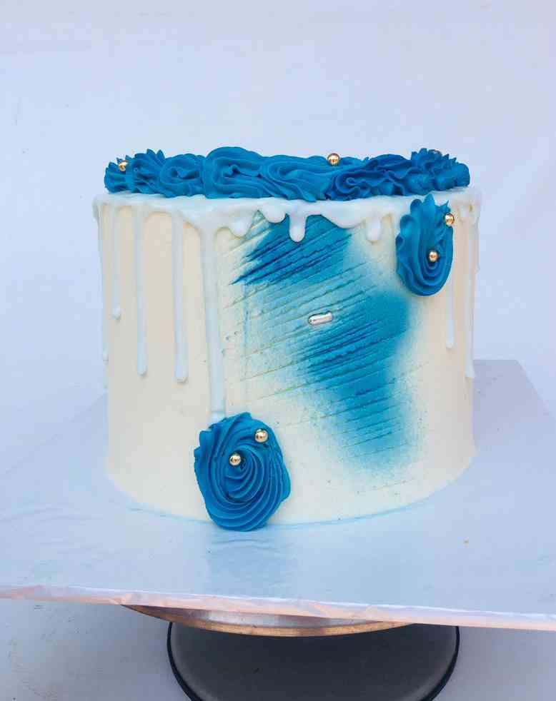 BLUE AND CREAM BIRTHDAY CAKE 53