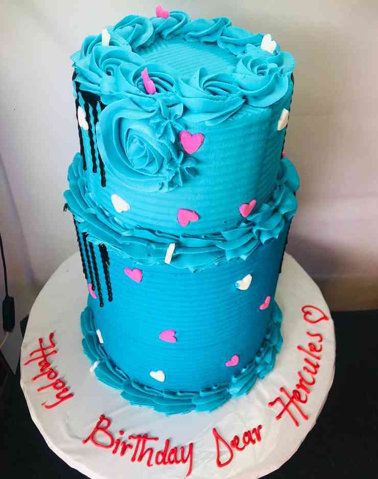 2TIER BIRTHDAY CAKE IN BLUE 123