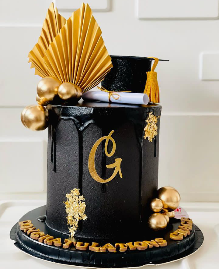 BLACK 1 GRADUATION BUTTER CAKE