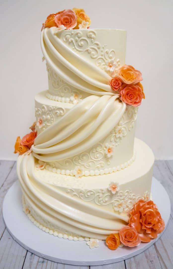 OFF WHITE WRAPPED WEDDING CAKE 
