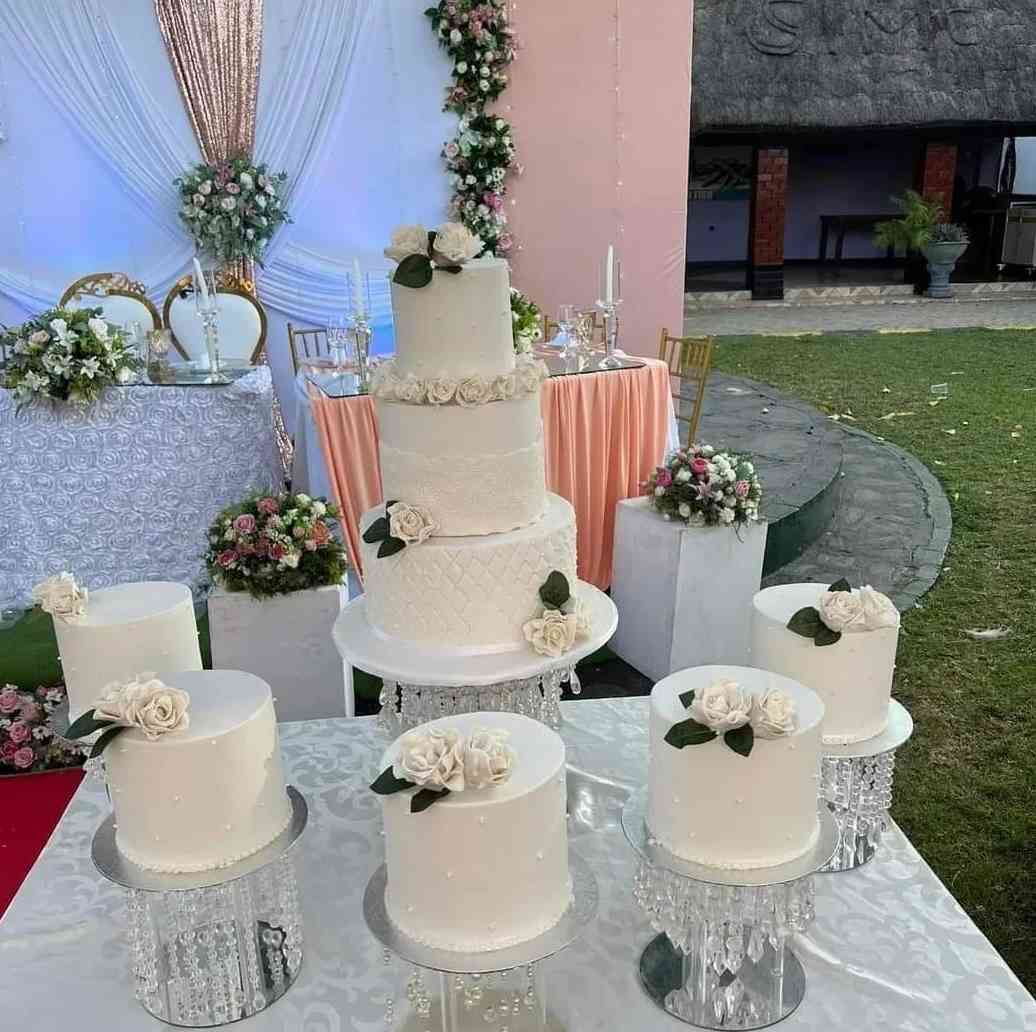 WHITE FLORAL  WEDDING CAKE 123