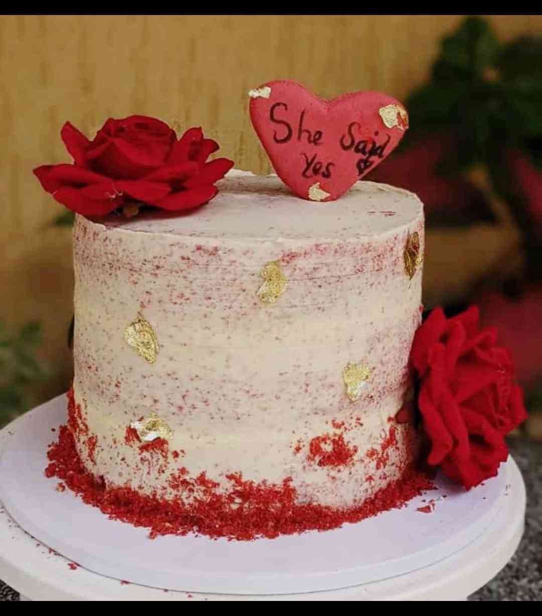 REDVELT ENGAGED CAKE