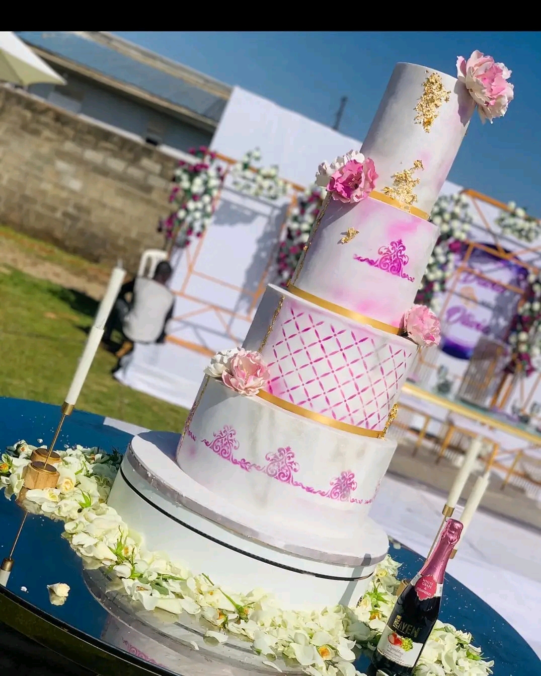 PINK MARBLE DECORATED  CAKE 