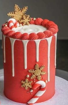 RED CHRISTMAS CAKE DECORATION 