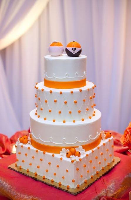 ORANGE AND WHITE WEDDING CAKES 