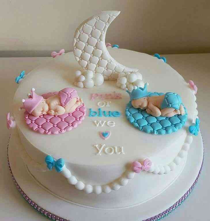 PINK AND BLUE BABY SHOWER CAKE MOON