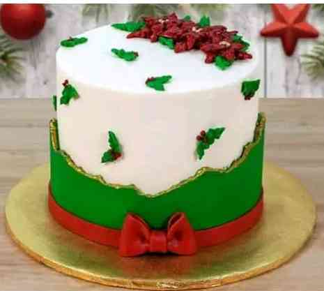 FONDANT WHITE AND GREEN X MASS CAKE ...