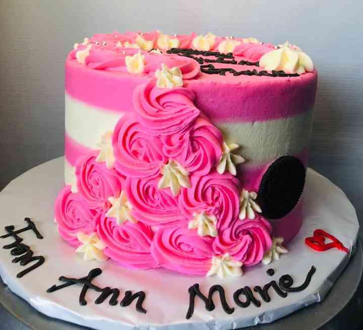 PINK AND CREAM BIRTHDAY CAKE.ND