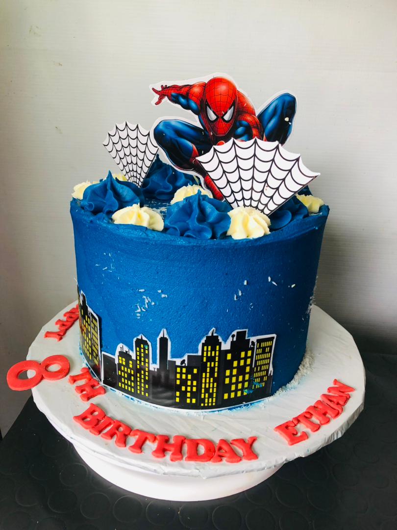 ROYAL BLUE SPIDERMAN THEMED CAKE 