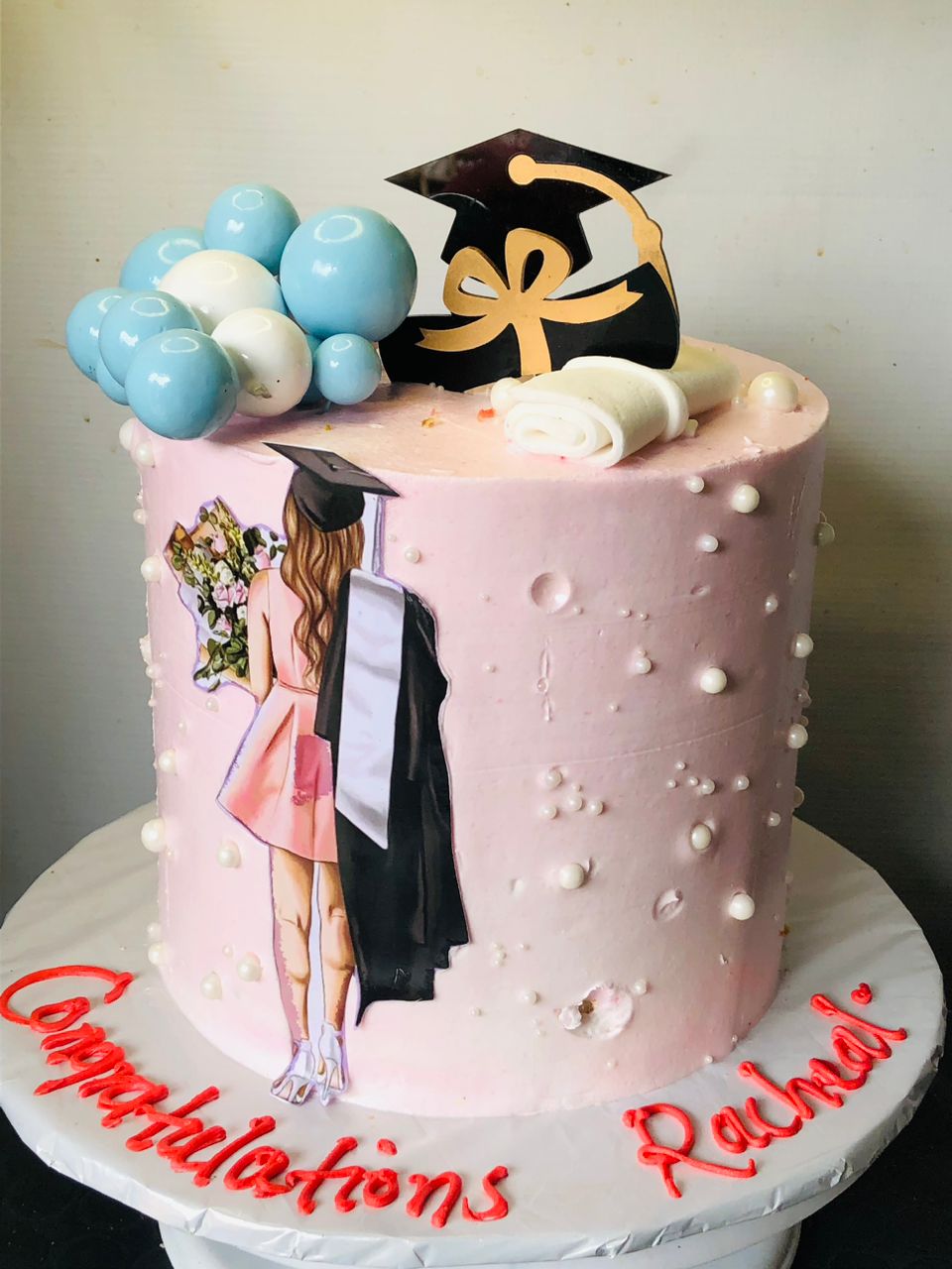 WHIPPED CREAM ICED GRADUATION CAKE