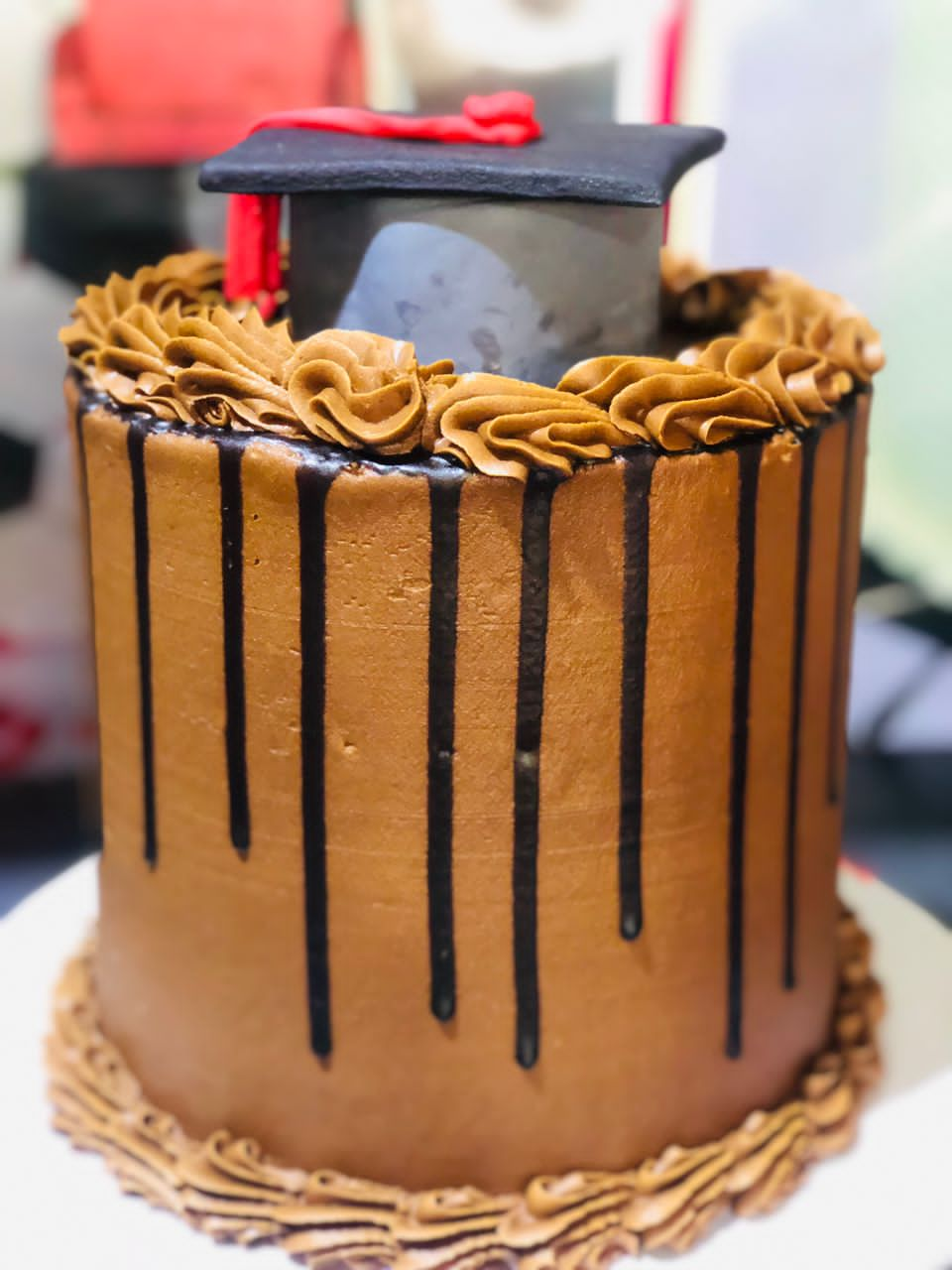 CHOCOLATE DRIPPING GRADUATION CAKE 