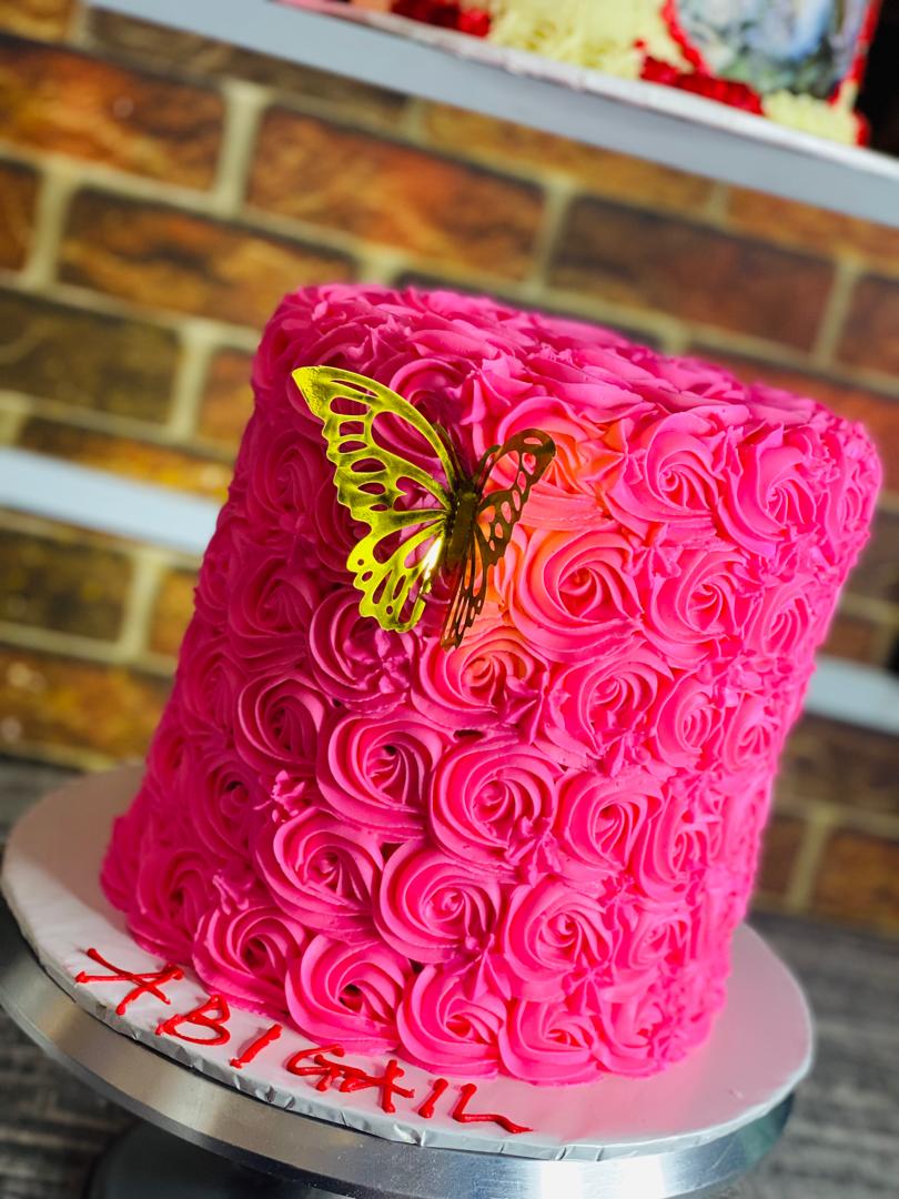 BABY PINK BIRTHDAY CAKE