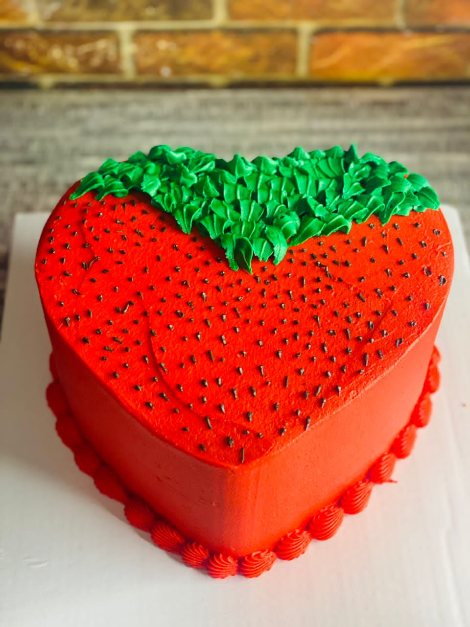 STRAWBERRY HEART SHAPED BIRTHDAY CAKE 