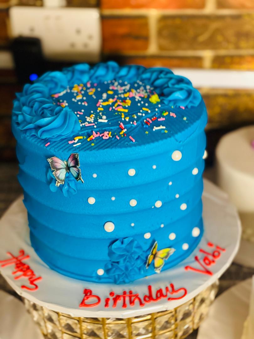 BLUE BUTTERFLY BIRTHDAY CAKE 