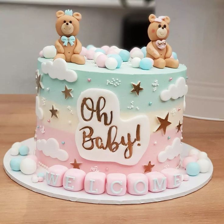BEAR BUBBLE BABY SHOWER CAKE
