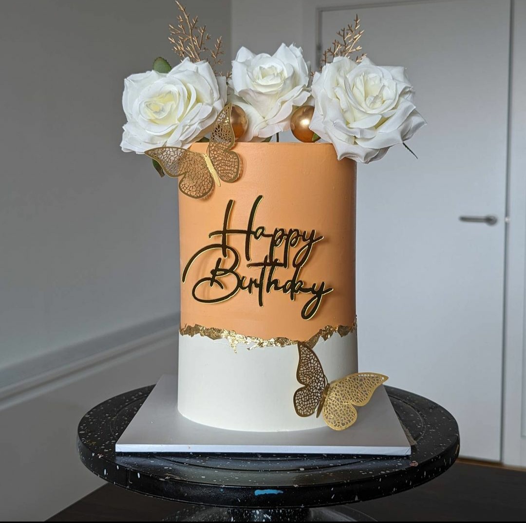 ORANGE-WHITE BIRTHDAY CAKE