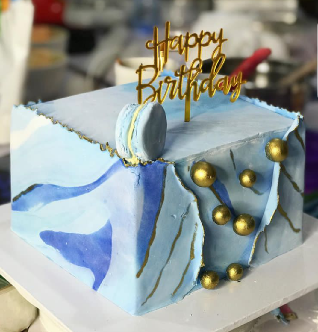 BLUE SQUARE FONDANT CAKE #353