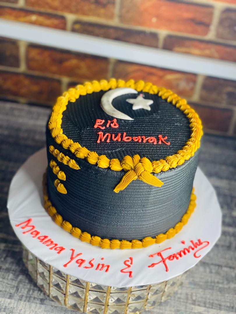BLACK AND ORANGE EID CAKE