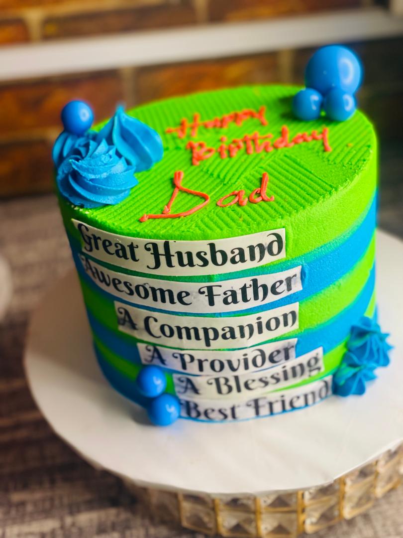 GREEN FATHER CAKE WITH EDIBLE PRINT 
