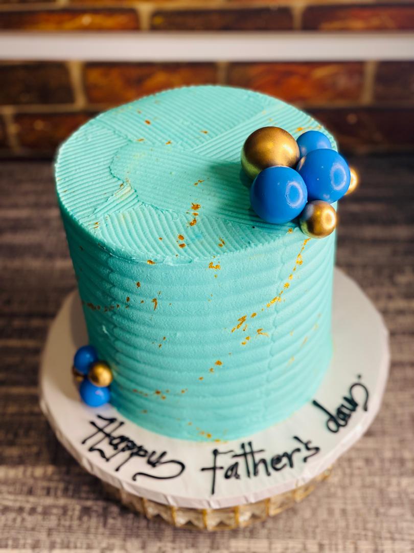 SKY BLUE GOLD FATHER'S DAY CAKE