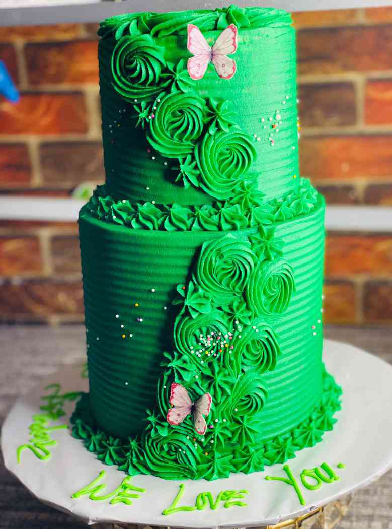 GREEN TWO TIER CAKE .NF ,