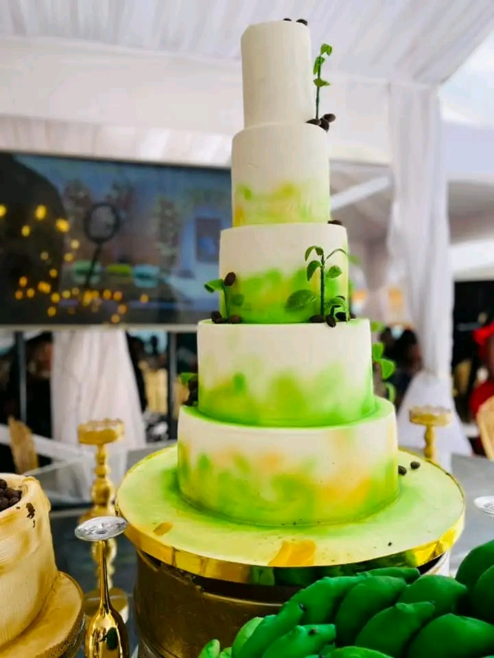 LEMON GREEN AND WHITE MASTER PIECE CAKE 