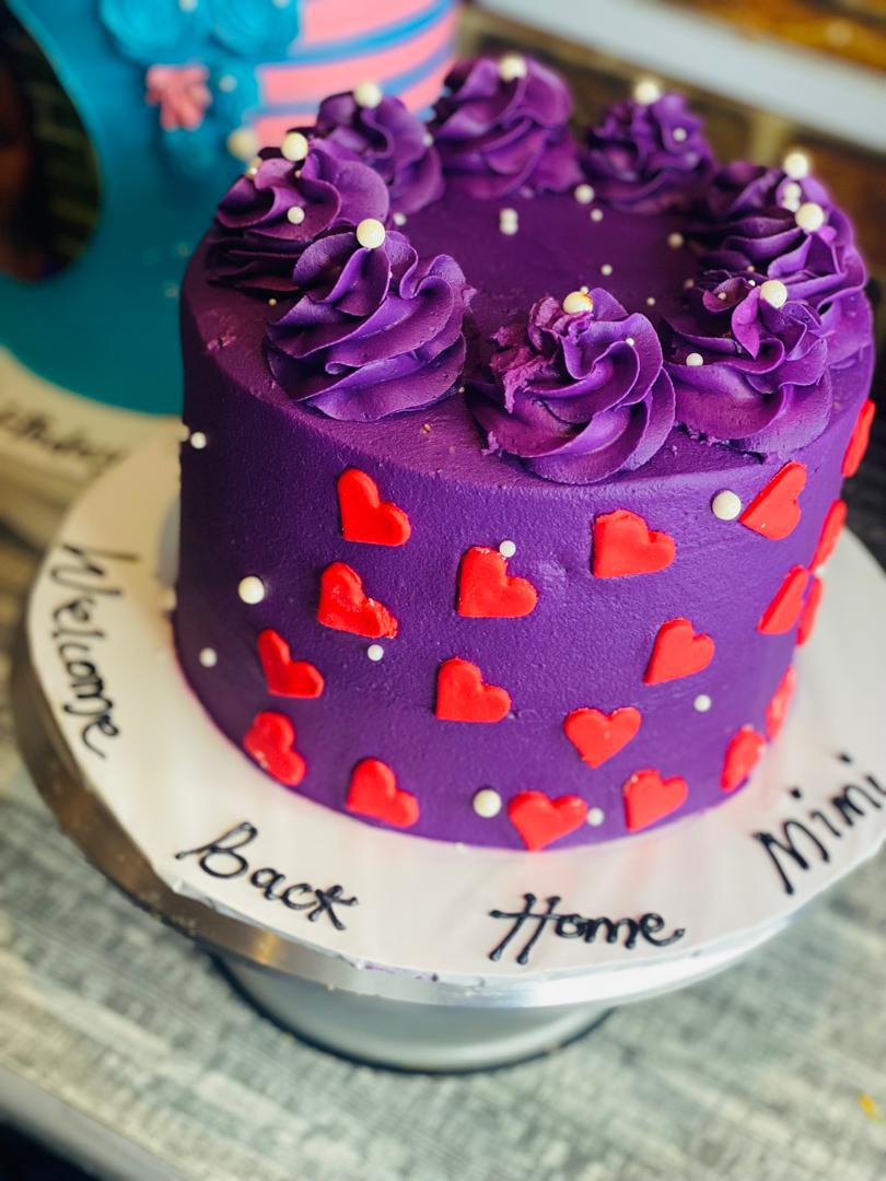 PURPLE WITH RED HEARTS