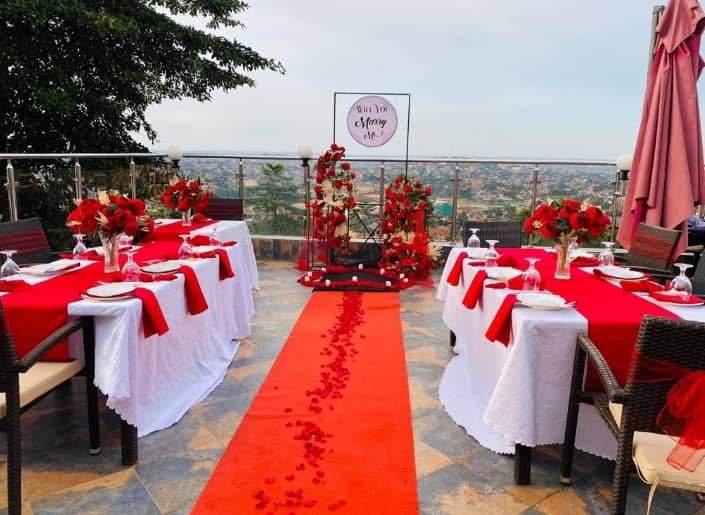 marry me proposal white and red deco