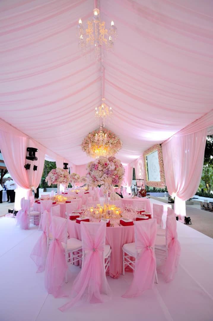 simple peach wedding decoration